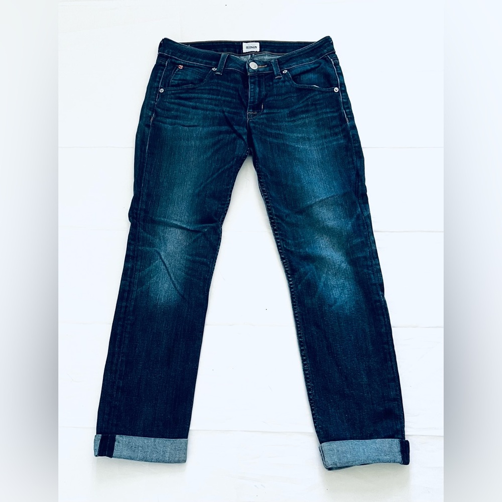 Hudson Jeans Women's 27 X 26 Blue Bacara Cuffed  Crop Straight Leg Stretch Denim